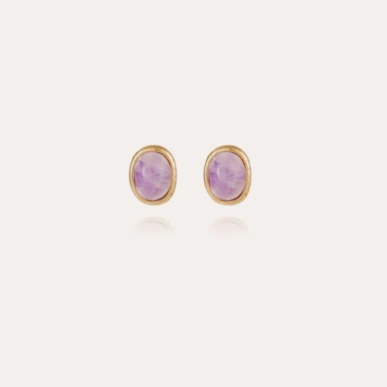 Ovo studs earrings gold - Amethyst