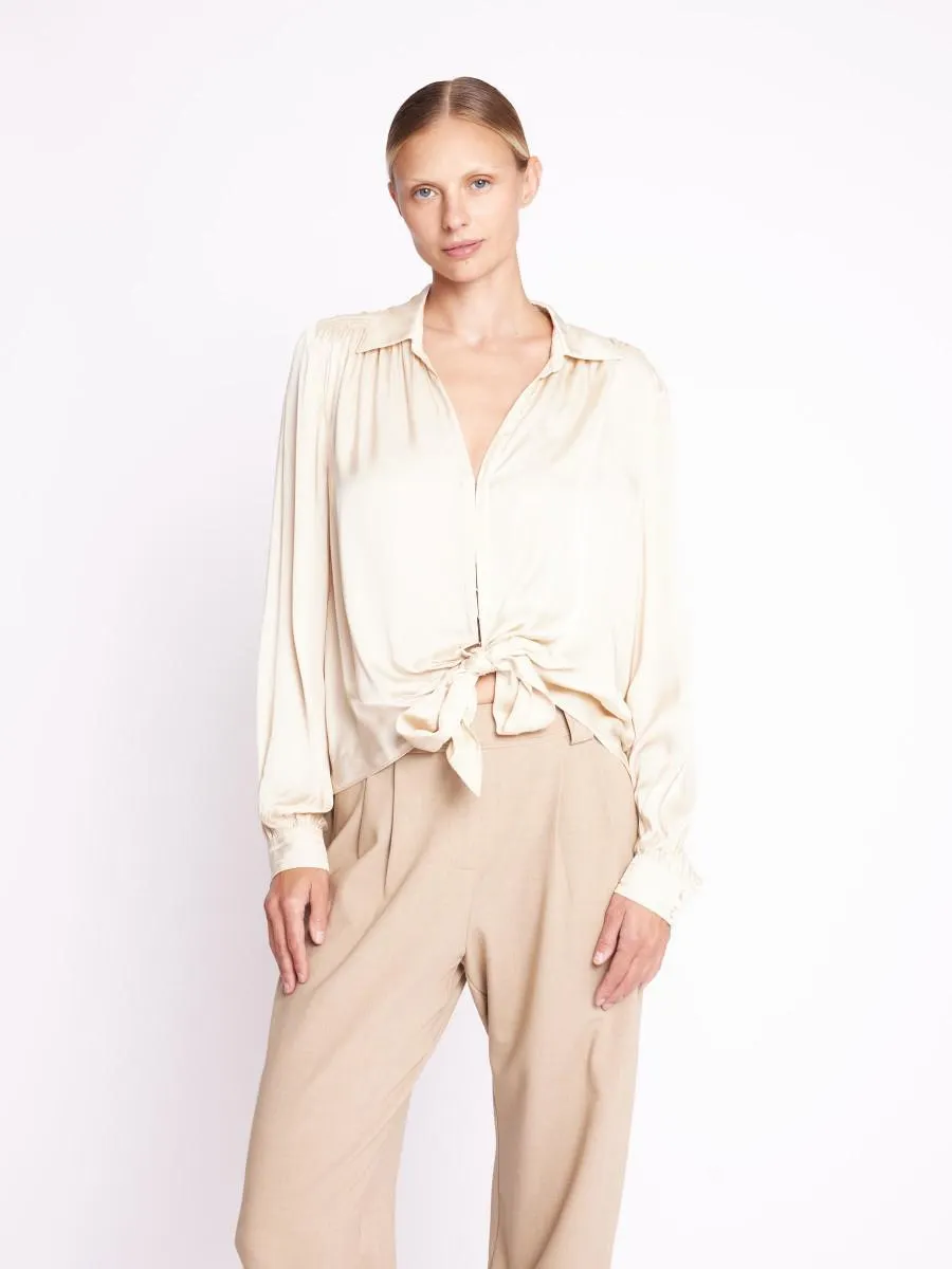 BUDY | Blouse beige nouée à l'avant