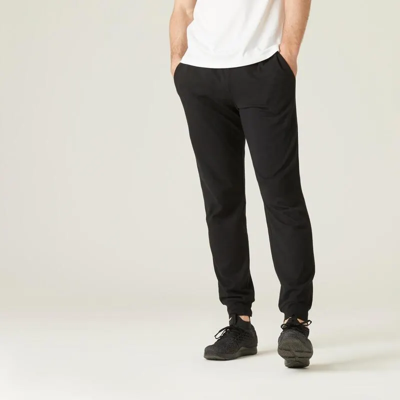 Pantaloni uomo fitness 120 regular misto cotone neri