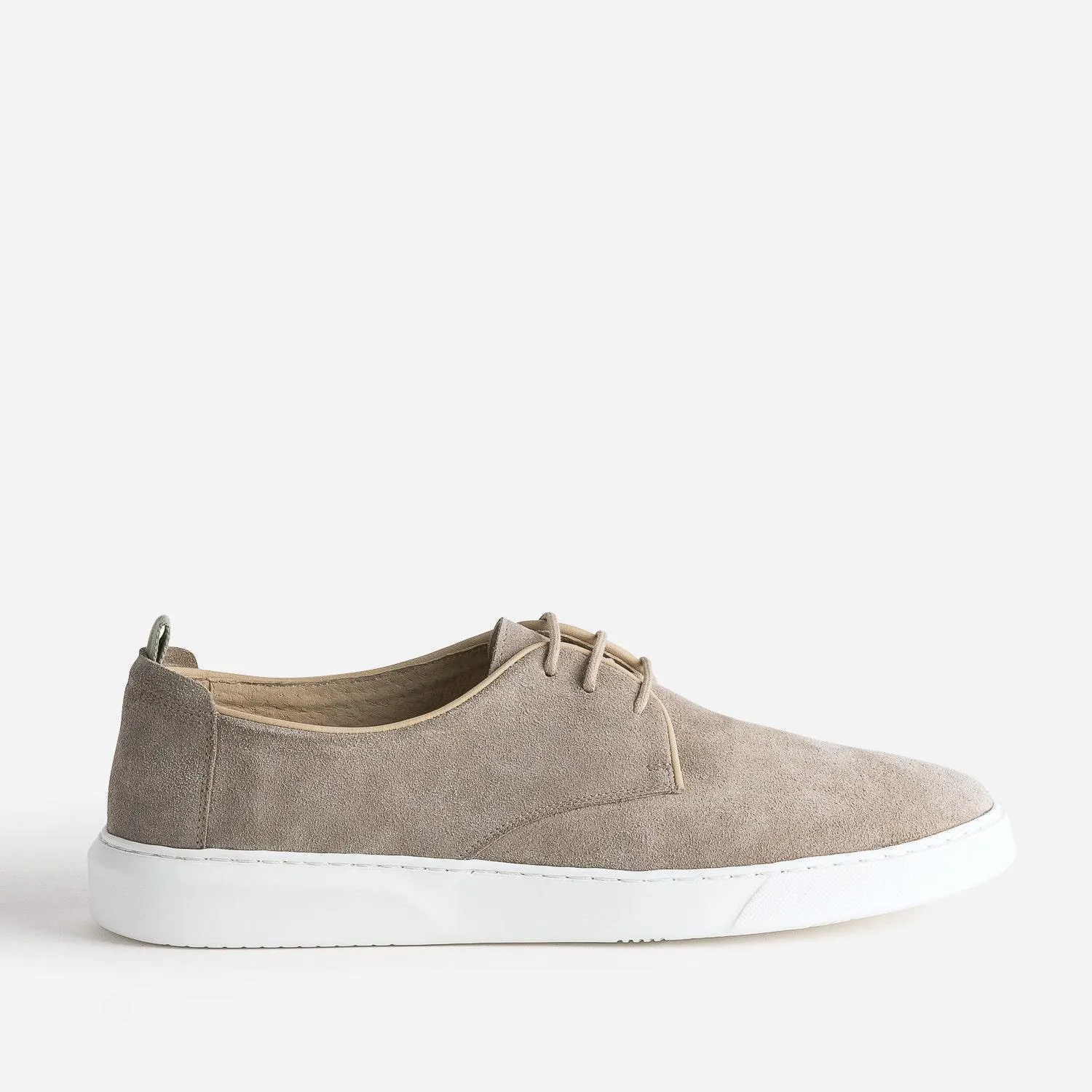Derby confort taupe en cuir velours