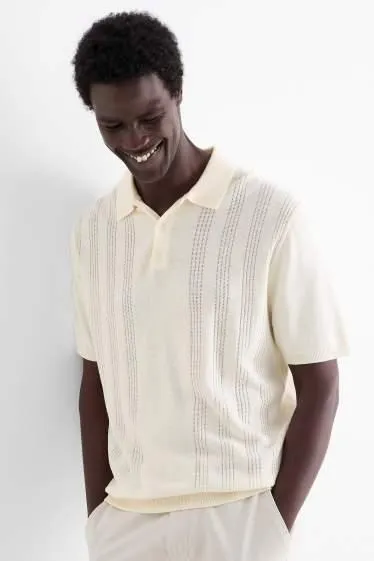 Knitted polo shirt - textured