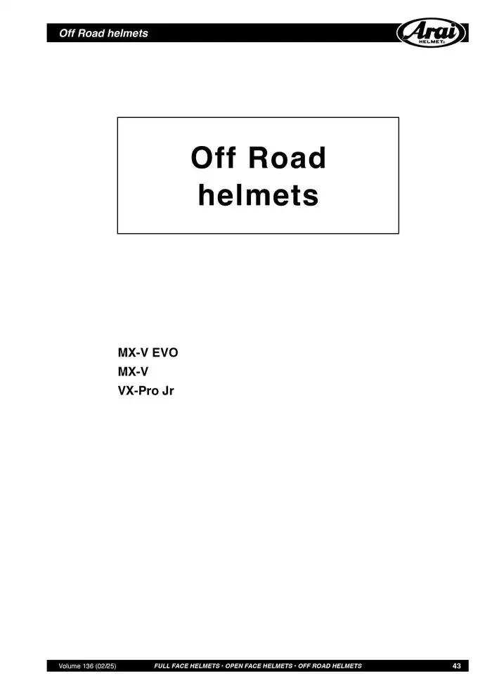 ARAI Parts Book 2025 du 21 février au 31 décembre 2025 - Catalogue page 43
