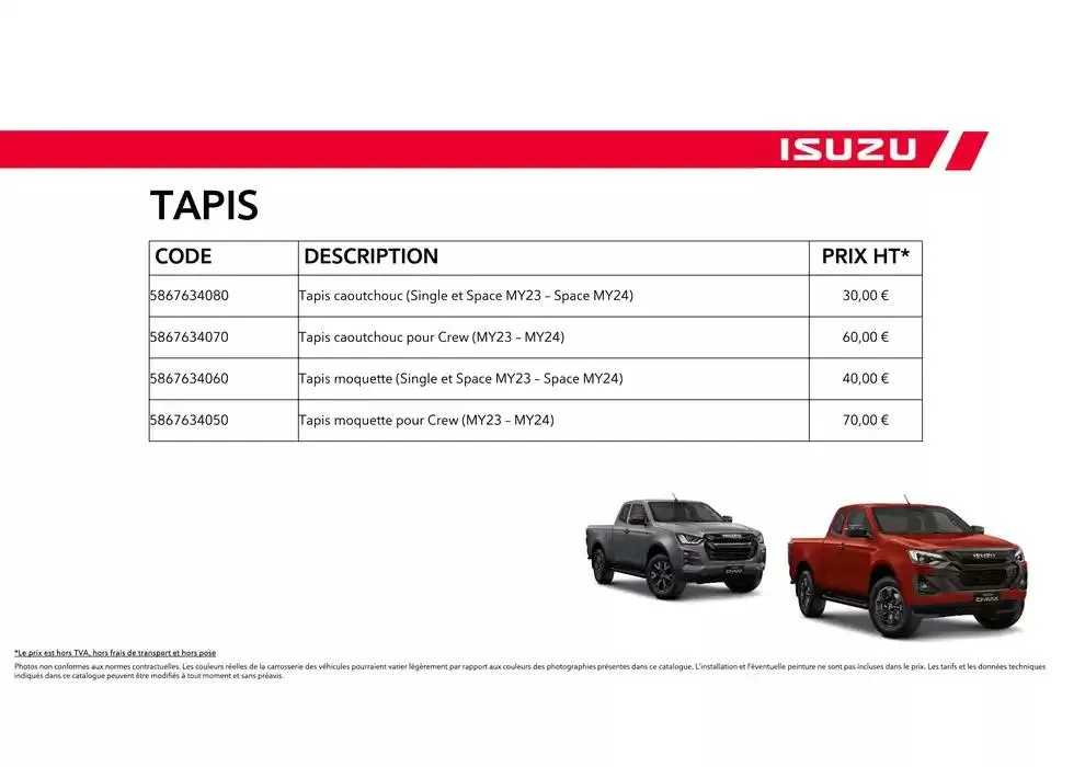 ISUZU SPACE N60B Accessoires du 15 octobre au 15 octobre 2025 - Catalogue page 56