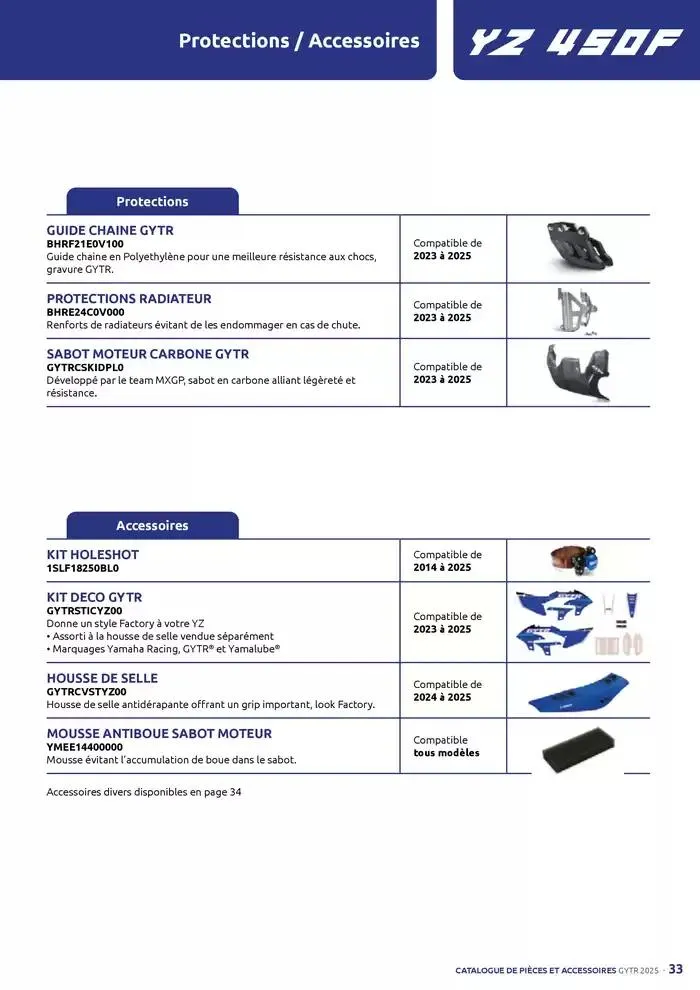 Catalogue Yamaha Motos - Accessoires GYTR Off Road du 23 septembre au 30 avril 2025 - Catalogue page 33