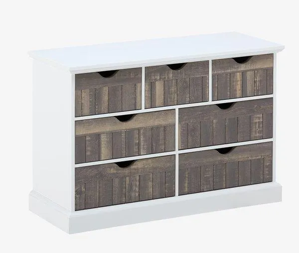 Cassettiera 7 cassetti OLDEKROG bianco/grigio