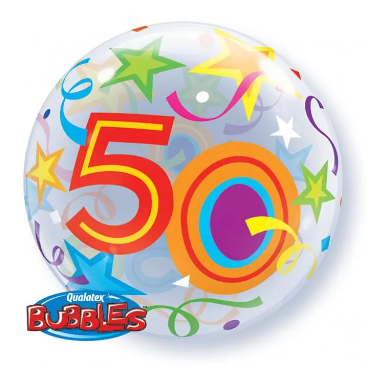 Ballon Bubble 50 ans Etoiles 55 cm