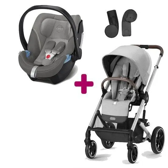 Pack Poussette duo Balios S Lux lava grey + coque Aton 5 Soho Grey de Cybex