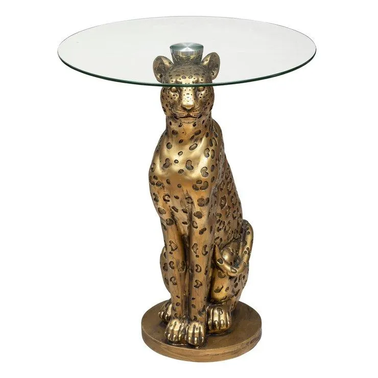 TABLE A CAFE WILD LEOPARD DORE D.40CM