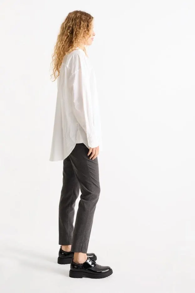 Cloth trousers - mid-rise waist - tapered fit - patterned