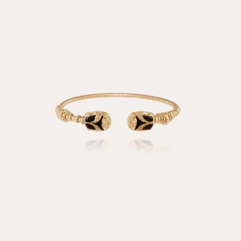 Duality large Scaramouche Twist enamel bracelet gold