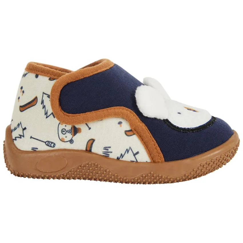 Chaussons bottillons patch brodé ours et oreilles en relief pour garçon