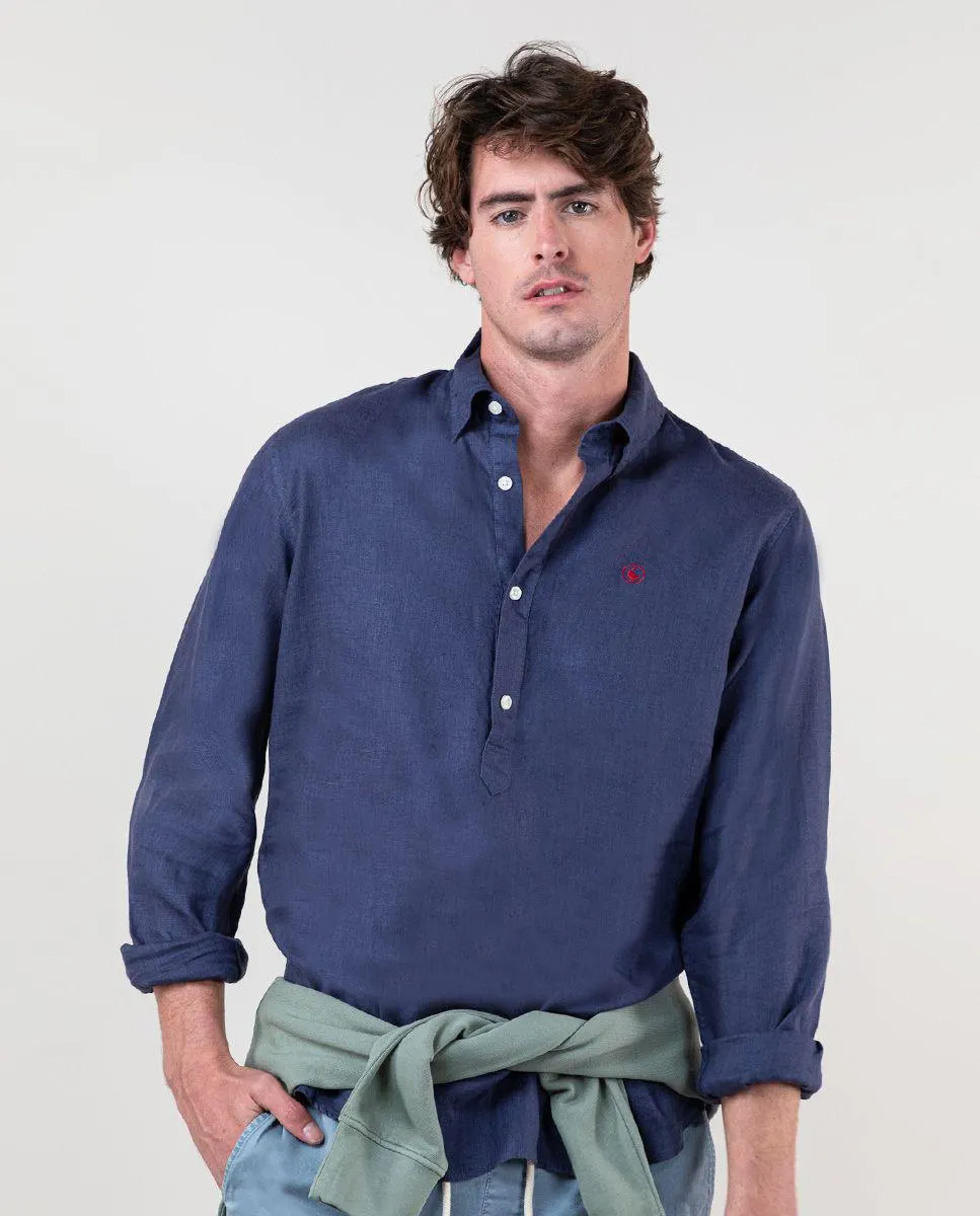 Chemise Polo Lin Marine