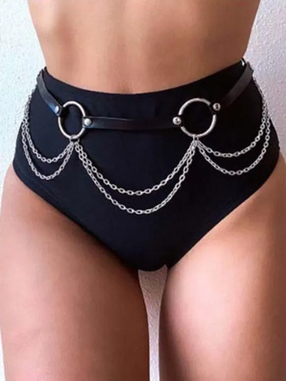 Ceinture Gothique Bouclée à Chaîne avec Rivet en PU