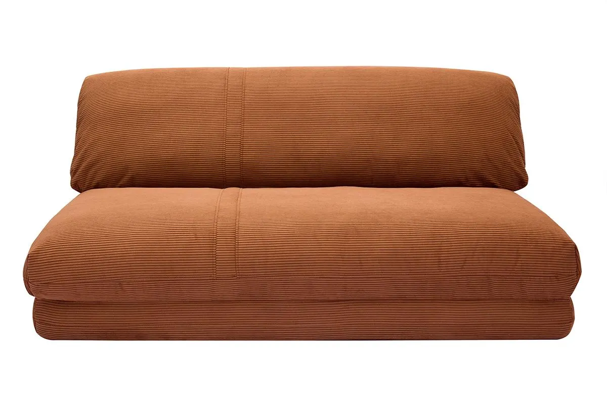 Chauffeuse convertible 2 places en tissu velours côtelé terre brulée SPENCER