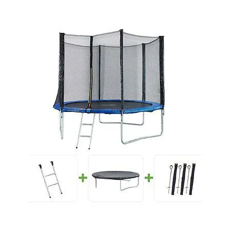 Trampoline "Joycy" - Ø 3,05 m - Avec Filet + échelle + couverture + kit d'ancrage