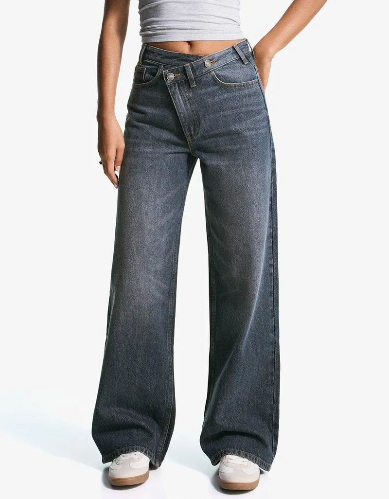 WIDE - Jean boyfriend - dark blue