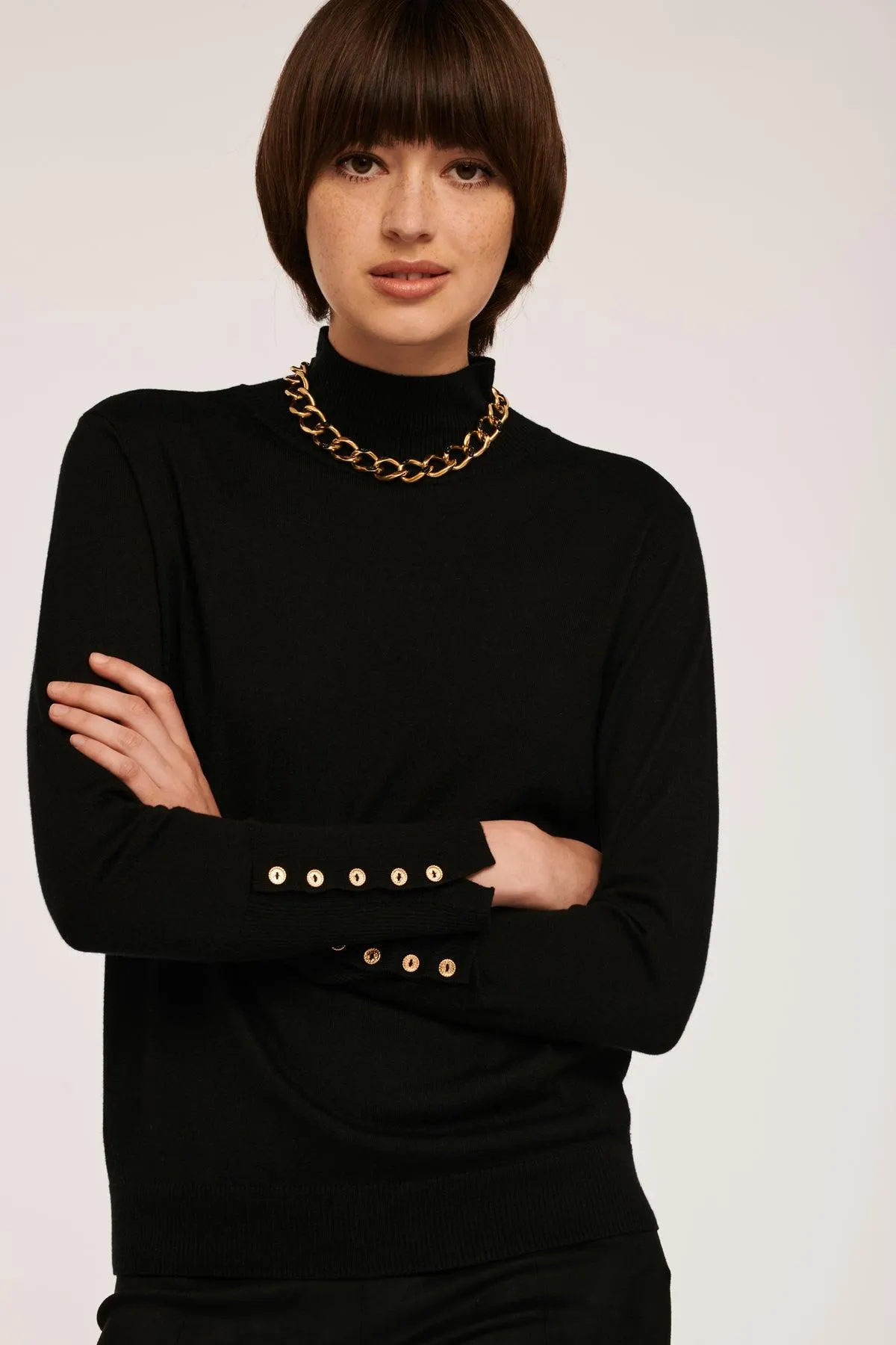 Pull col montant en soie et cachemire