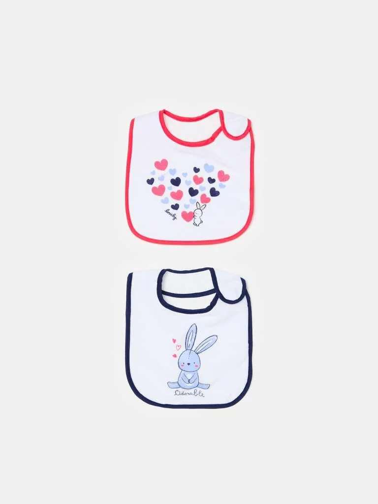 Two-pack bibs with PEVA backing and print Blanc optique