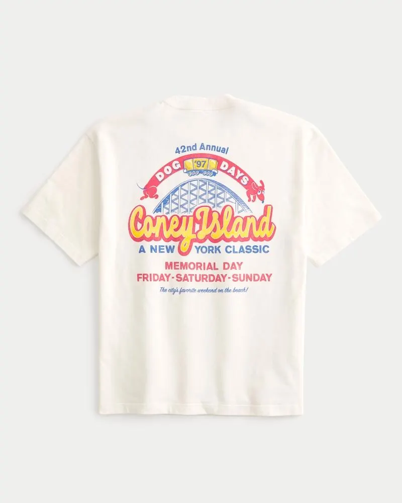 Boxy Coney Island New York Graphic Tee