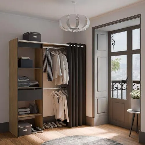 Kit dressing extensible L. 114-168 cm MOKA imitation chêne et noir