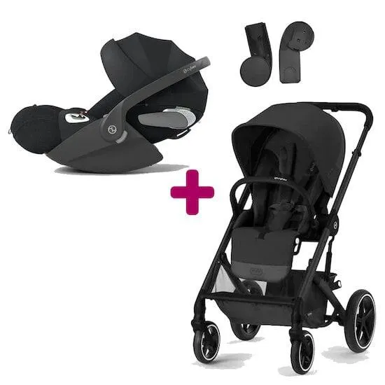 Pack poussette duo Balios S Lux Black moon + coque cloud T i-size tissus plus Sepia Black de Cybex