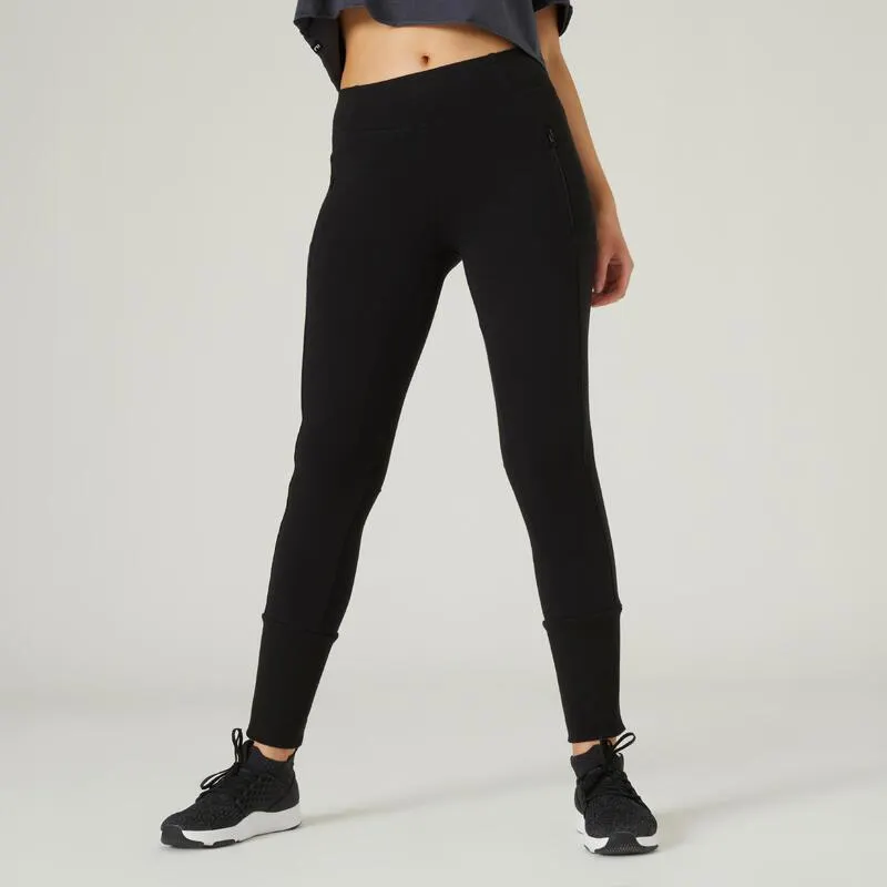 Pantalon jogging ajusté fitness femme - 520 Noir