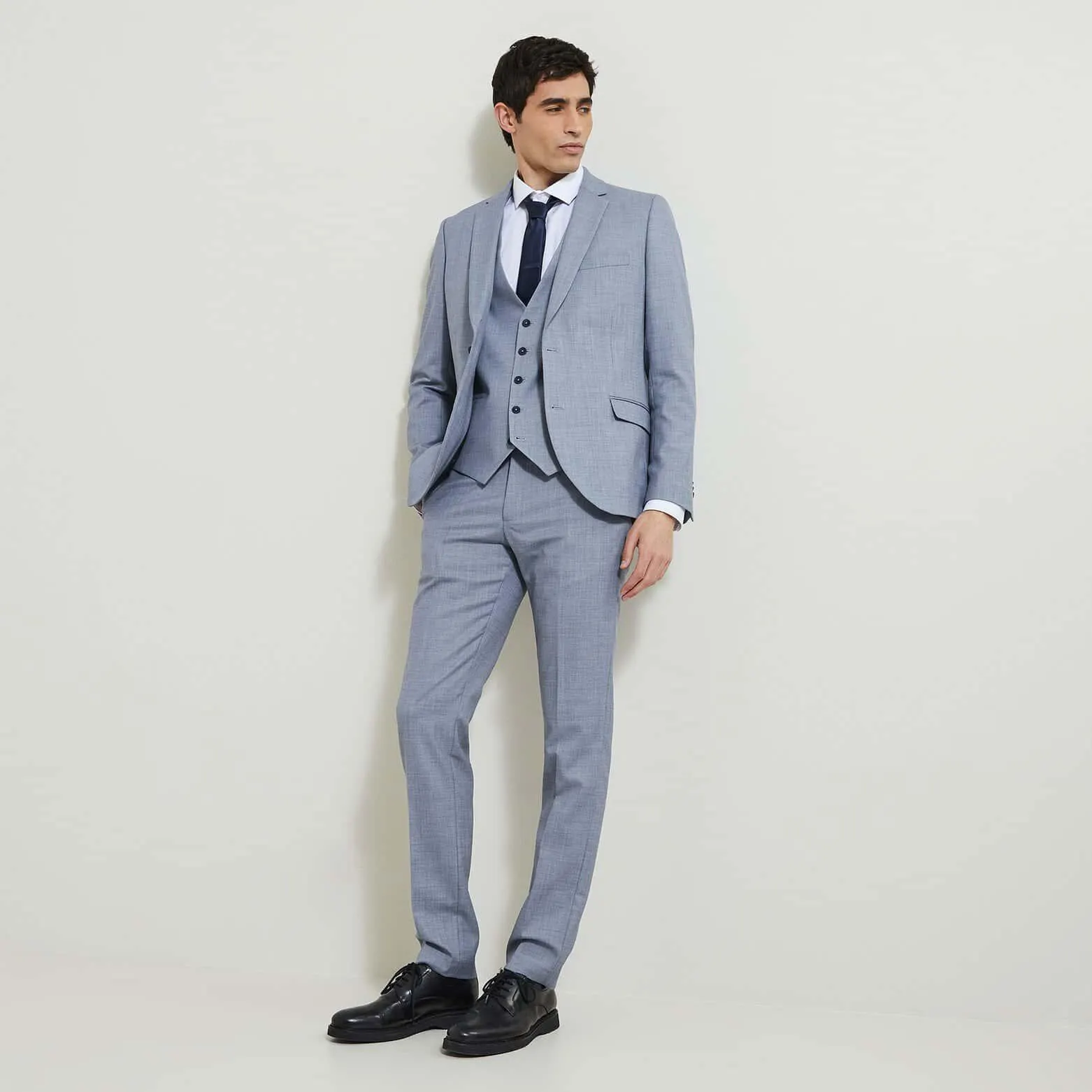 Costume 3 pièces slim bi-ton - Bleu