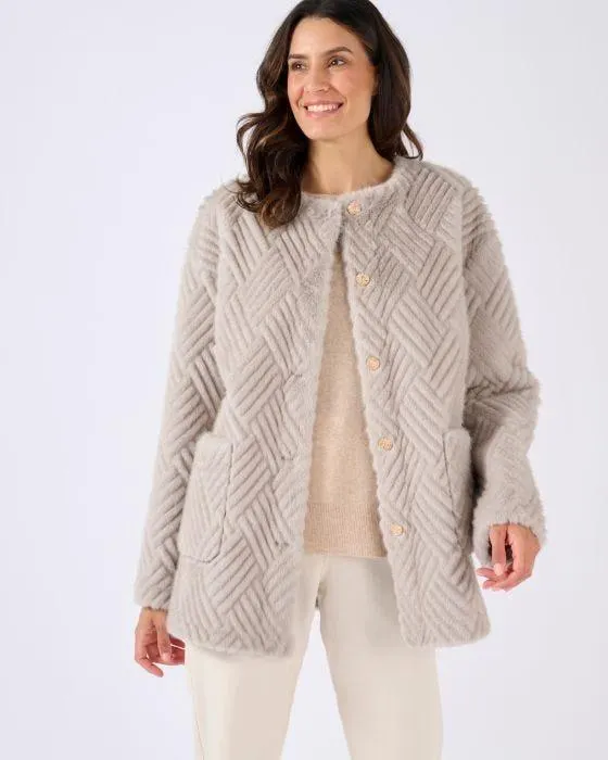 Veste imitation fourrure et suédine