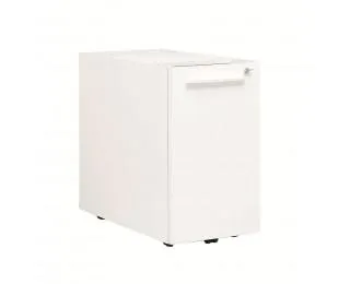 Caisson bout de bureau sortie latérale - 80 cm - XERUS - Blanc/Merisier/Chêne