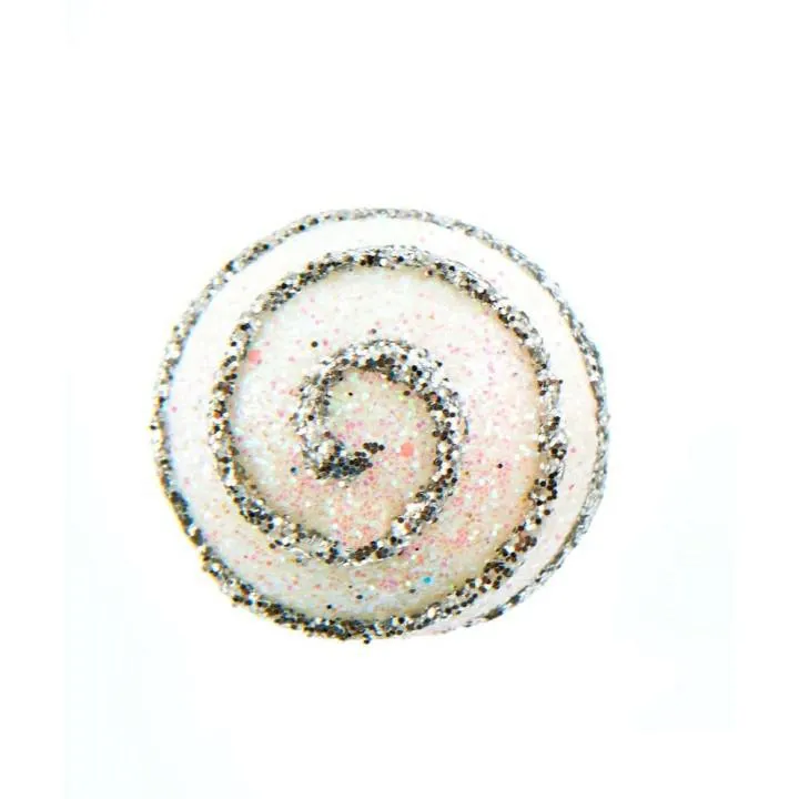 Lot de 6 Boules Gourmandise argent pailleté D 4 cm