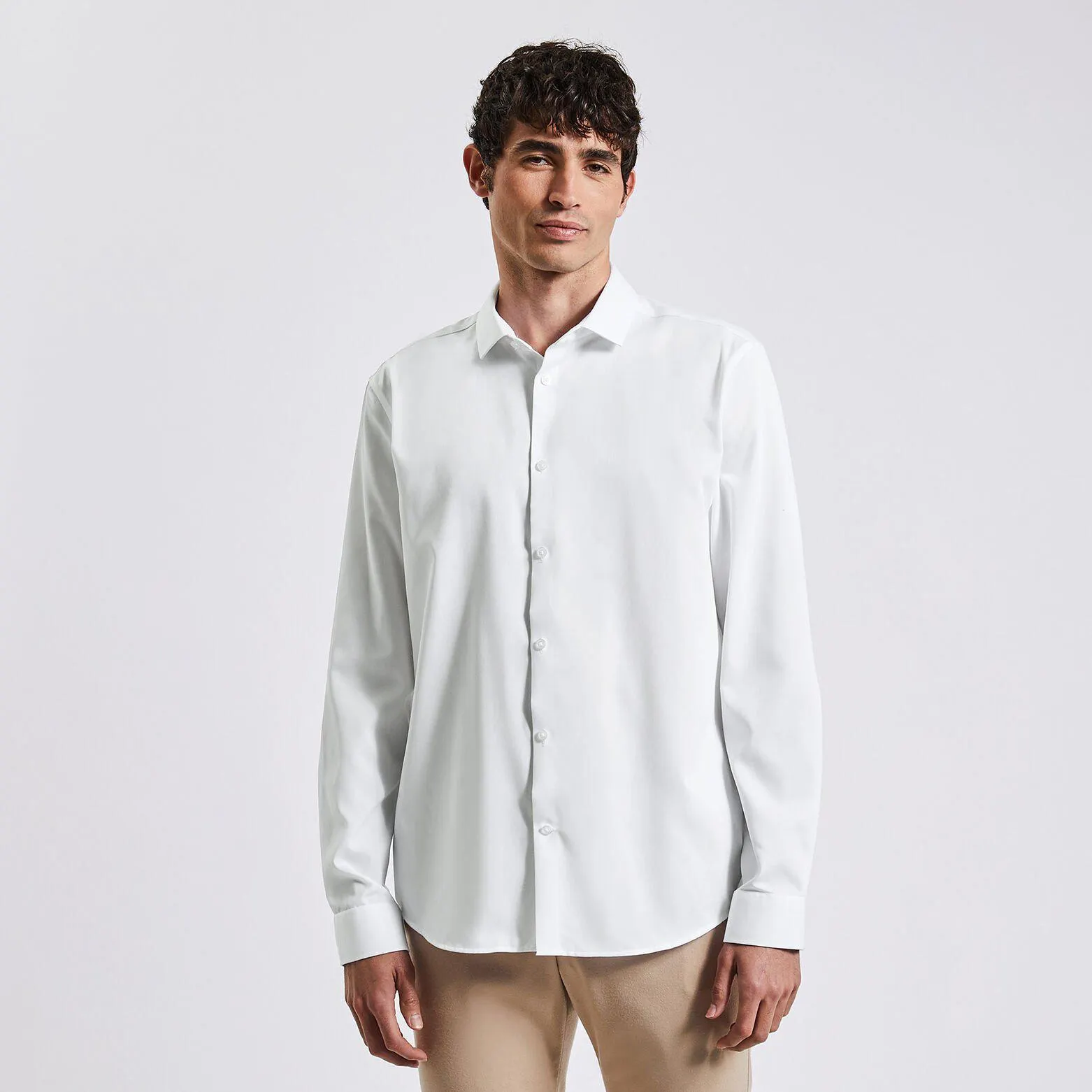 Chemise regular sans repassage unie coton - Blanc