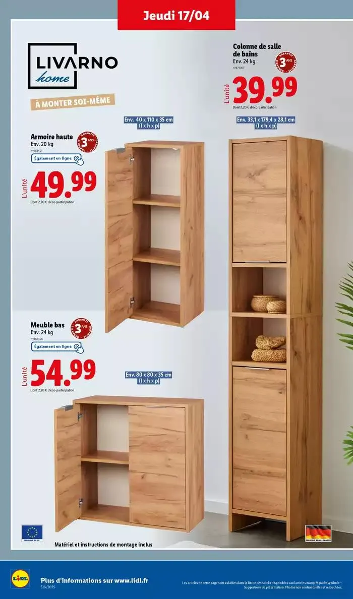 Découvrez la sélection de produits mode et bricolage à prix Lidl ! du 14 avril au 17 avril 2025 - Catalogue page 32