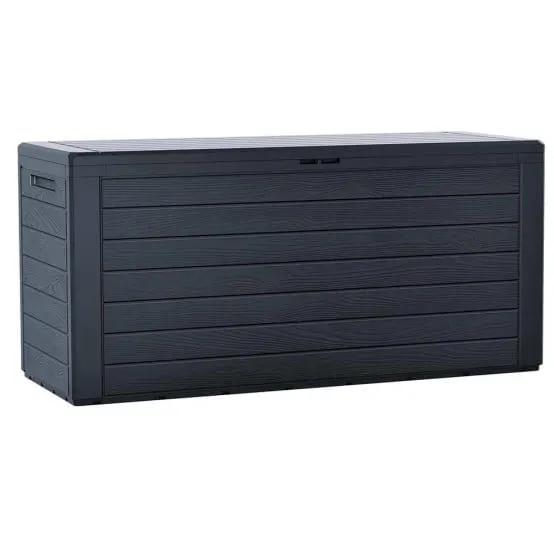Coffre de Rangement Exterieur 280L en PP 116x44x55CM Style Bois Anthracite