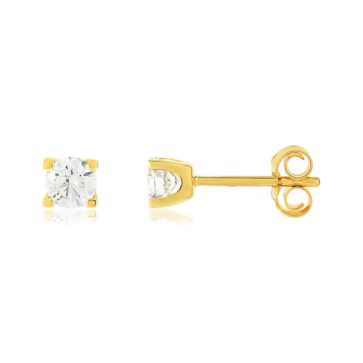 Boucles d'oreilles or 750 jaune diamants synthétiques 0,50 carat