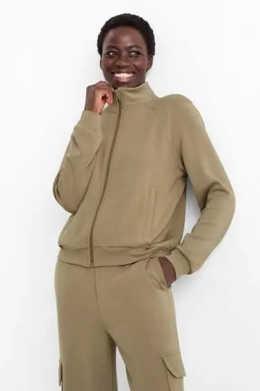 Technical zip-through sweatshirt