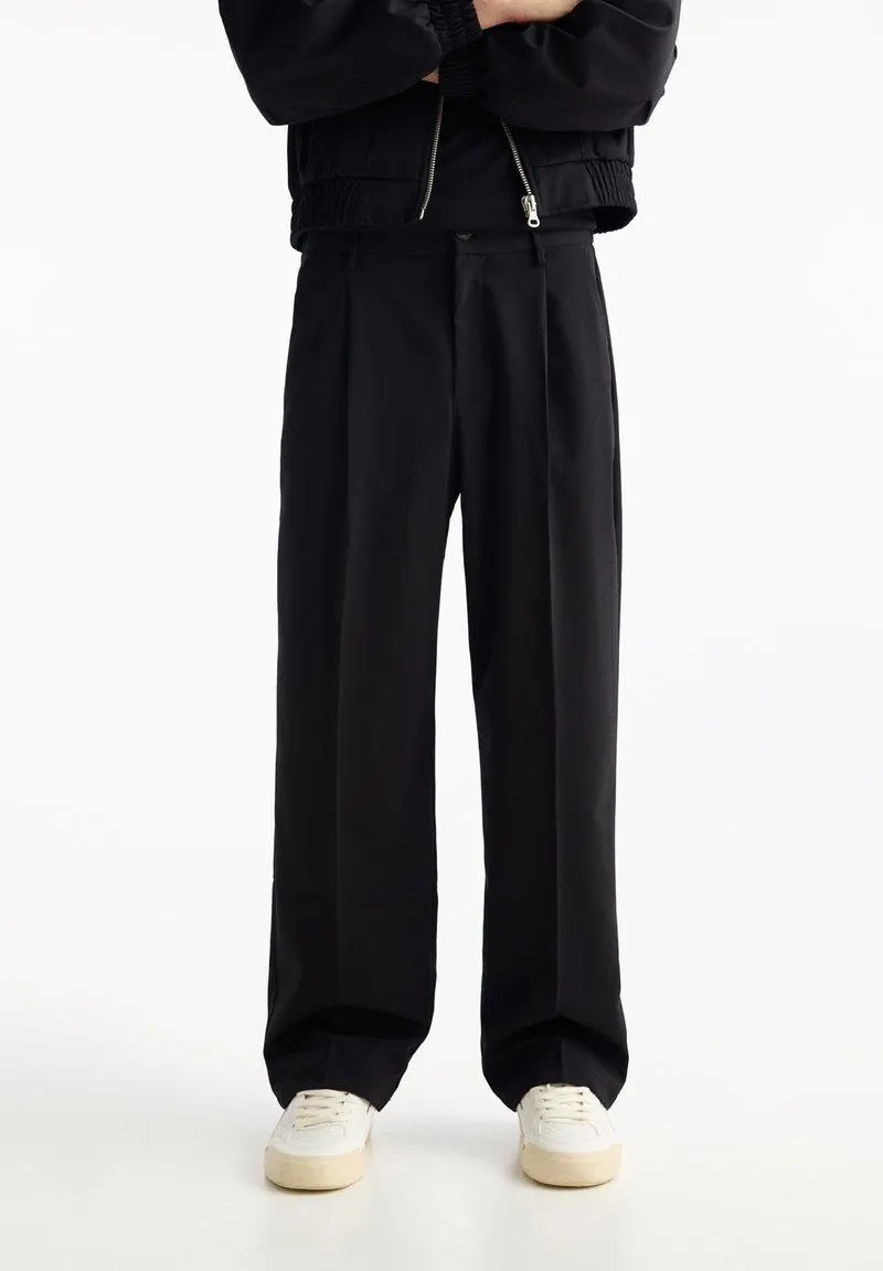 WIDE- SMART - Pantalon classique - black