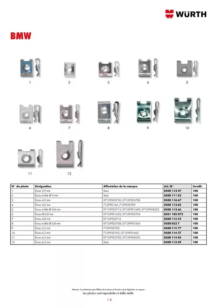 Agrafes de carrosserie du 21 janvier au 31 décembre 2025 - Catalogue page 16