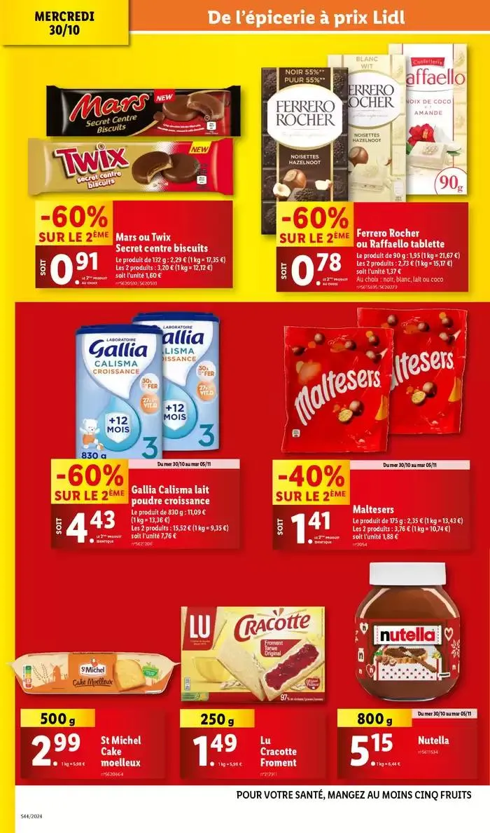 Bénéficiez de promotions sur une sélection de produits, incluant viande, fruit et fromage du 30 octobre au 5 novembre 2024 - Catalogue page 14