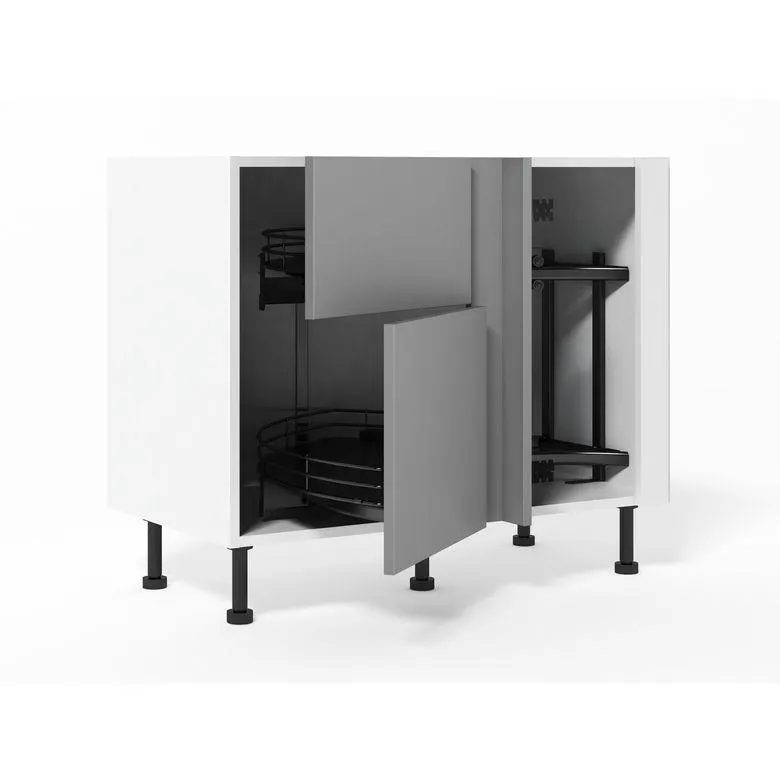 Meuble d’angle bas Twister 2 portes casseroliers, 2 paniers