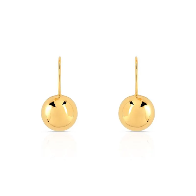 Boucles d'oreilles or 375 jaune pendants boules polies