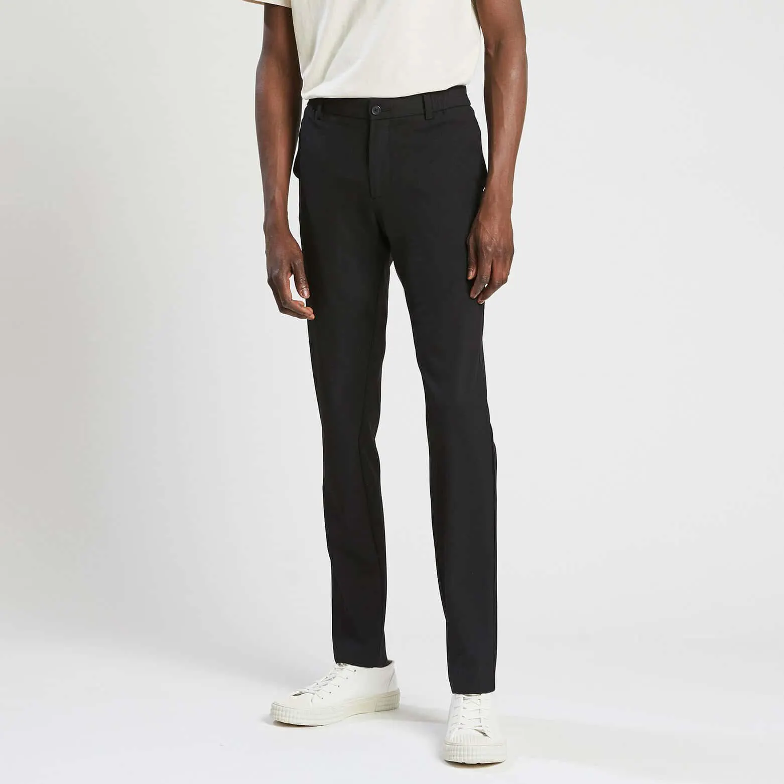 Pantalon slim chino taille élastiquée - Noir