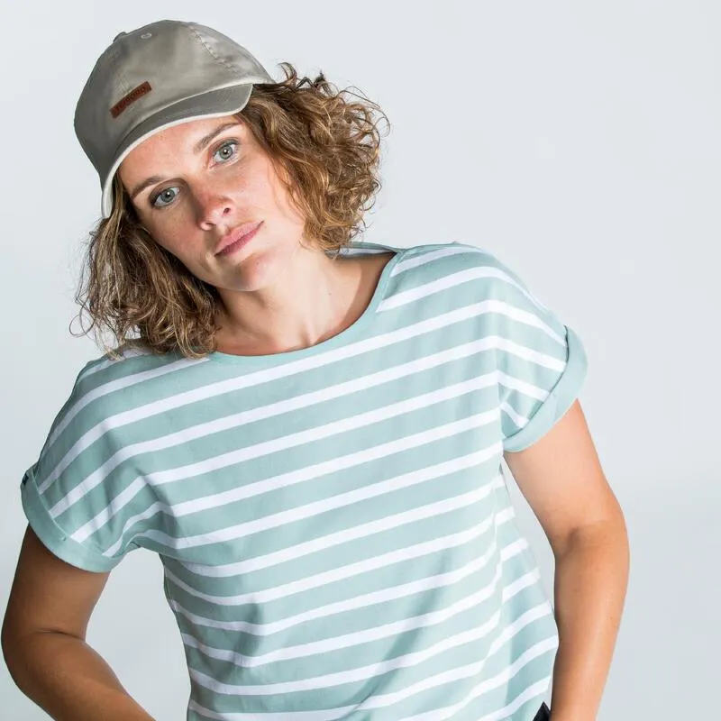 Maglia vela donna SAILING 100 bianco-verde militare