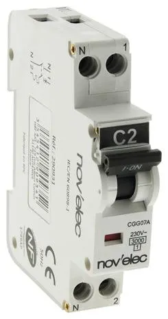 Disjoncteur 3 kA à vis 2A phase neutre - Novelec