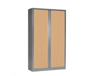 Armoire haute à rideaux monobloc L120 x H198 - PIERRE HENRY - Aluminium / Chêne
