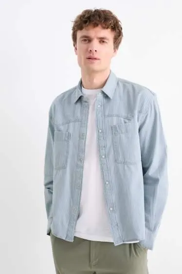 Denim shirt - relaxed fit - kent collar - striped