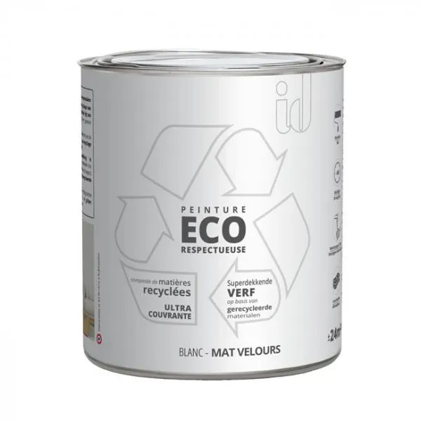 Peinture Eco responsable à base de matières recyclées blanc mat-velours 2L