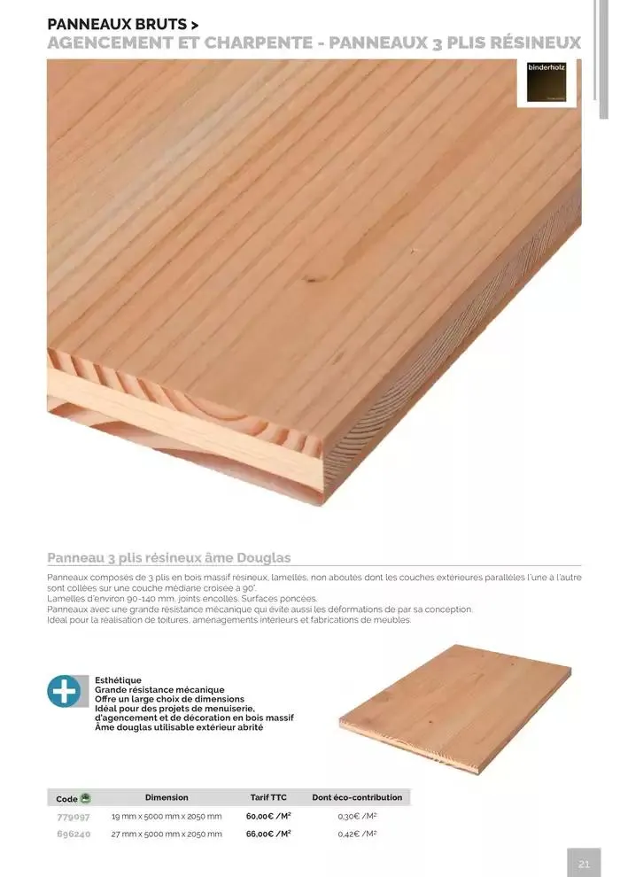 BOIS PANNEAUX 2025 2026 du 30 avril au 31 décembre 2026 - Catalogue page 21