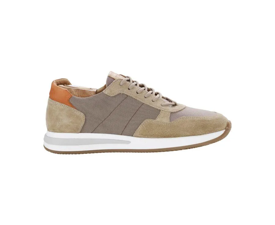 Sneakers homme kaki clair et velours Beige - NIRRANDA II