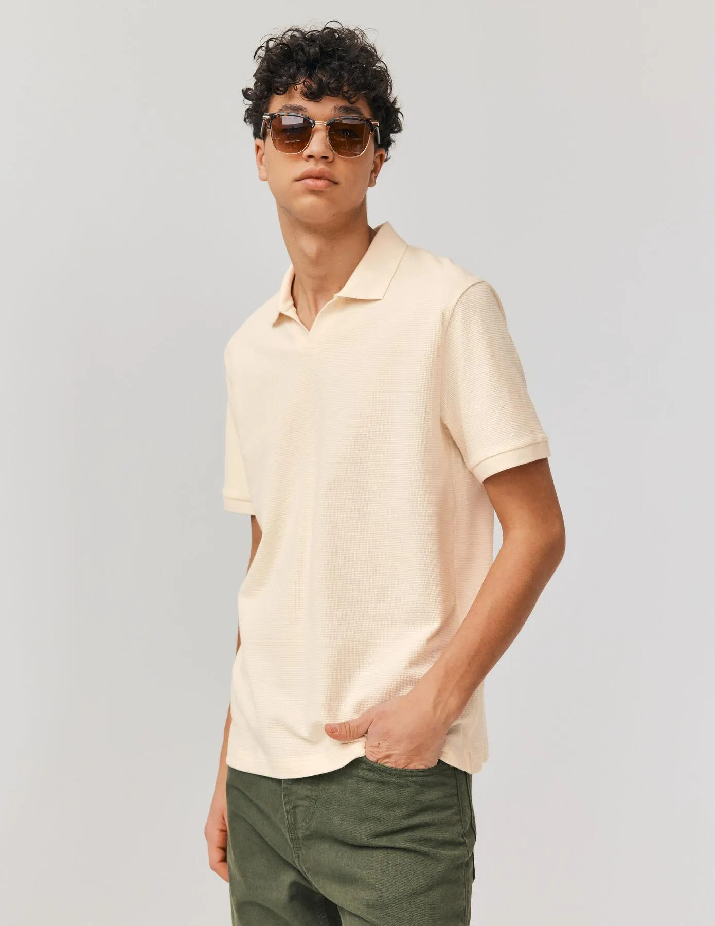 Polo matière fantaisie - Naturel