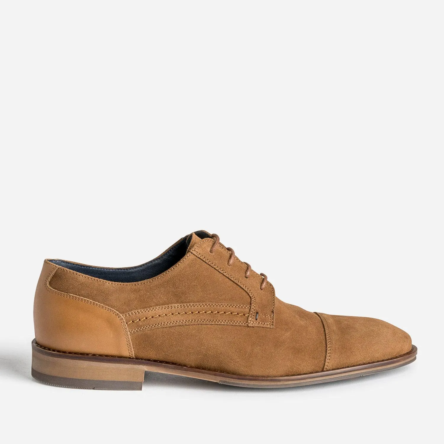 Derby cognac cuir velours éco-conçu
